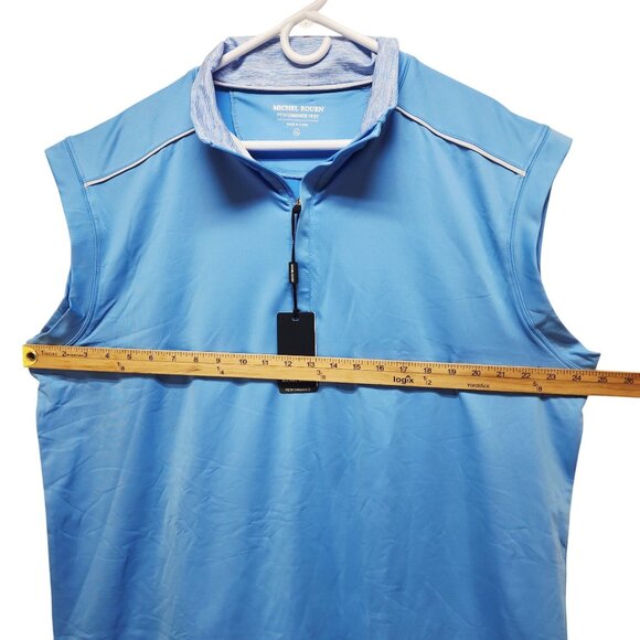 Michel Rouen Mens Size XL Light Blue Performance Vest Zip Neck Activewear - Picture 7 of 7